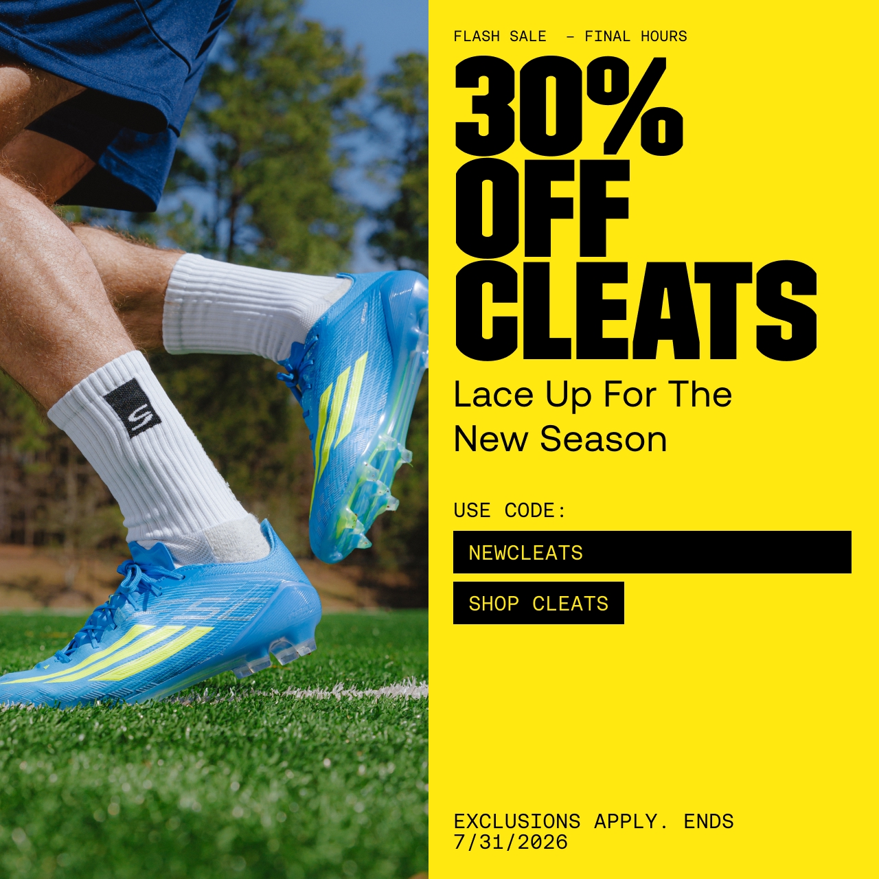 Final Hours: 30% OFF cleats